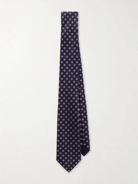 SAINT LAURENT 7cm Silk-Jacquard Tie Blue