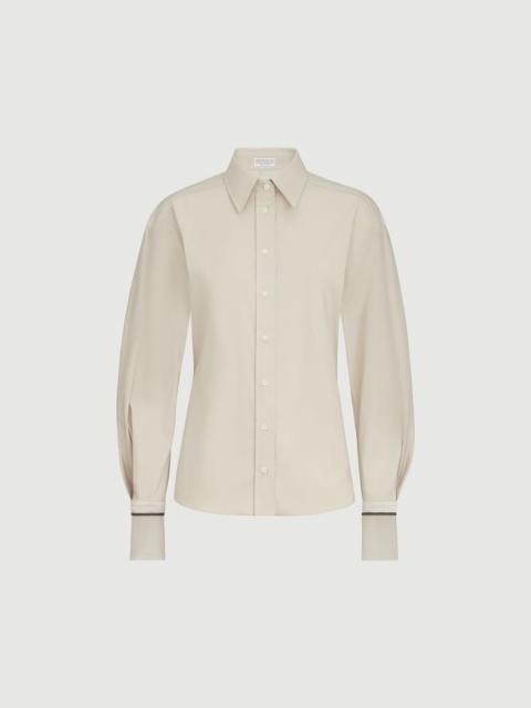 Brunello Cucinelli Stretch cotton poplin shirt with shiny silk cuffs