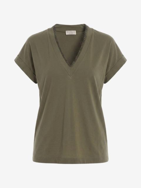 Brunello Cucinelli monili-trim V-neck T-shirt