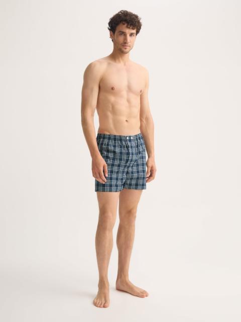 Derek Rose Men's Classic Fit Boxers Barker Cotton French Blue & White Check