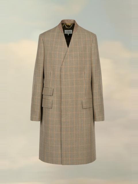 Collarless Wool Coat