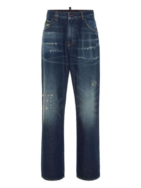 PHILIPP PLEIN distressed logo-plaque jeans