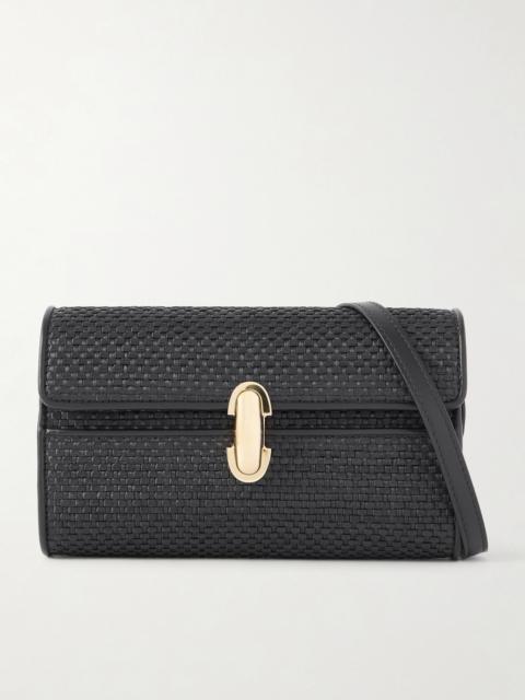 SAVETTE Symmetry Leather-trimmed Woven Raffia Shoulder Bag