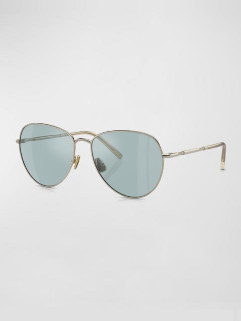Brunello Cucinelli Oversized Titanium & Plastic Aviator Sunglasses