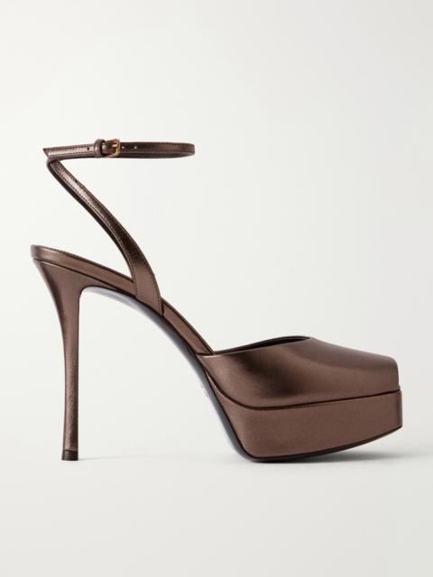 SAINT LAURENT Le Scandale Metallic-leather Platform Pumps