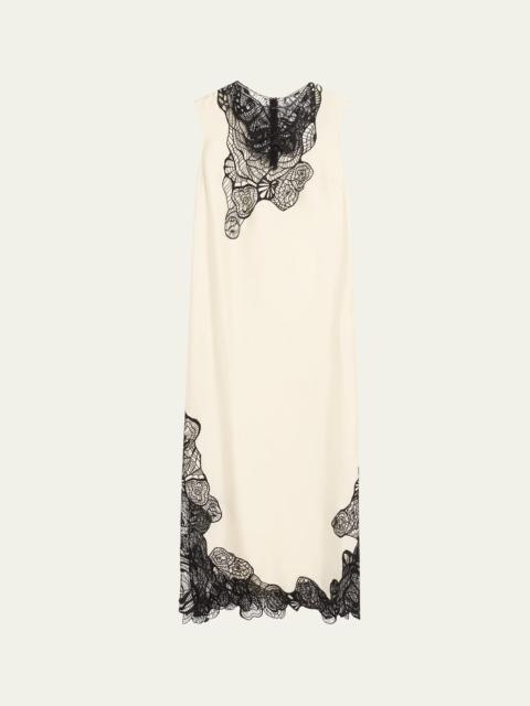 Loulou de Saison Uma Sleeveless Lace-Embellished Maxi Dress