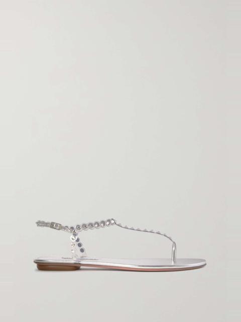 Tequila crystal-embellished PVC and metallic leather sandals