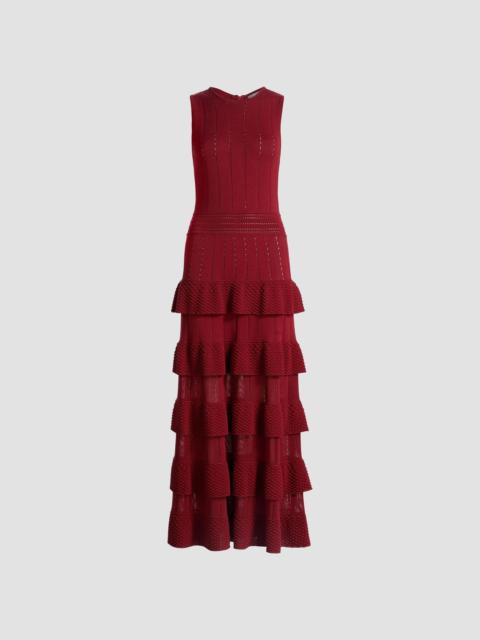 LELA ROSE Women's Piper Bobble-Knit Tiered Maxi Dress - Oxblood