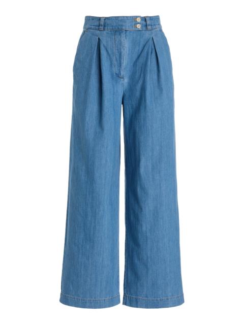 Jenni Kayne Newport Pleated Denim Trousers medium wash