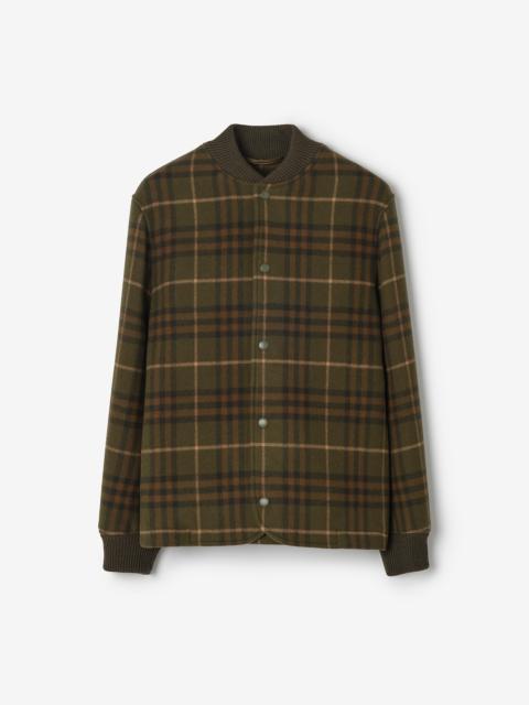 Burberry Check Wool Cashmere Bomber Jacket