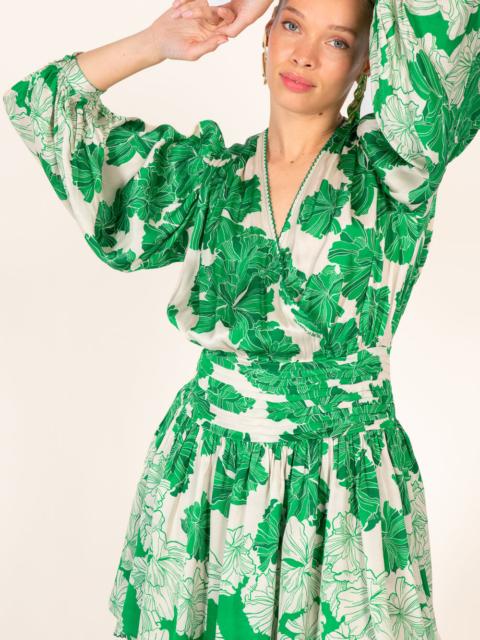 Poupette St Barth Mini Dress Colleen - Green Flower Bunch