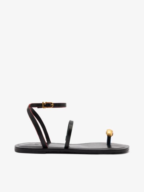 Biarritz Flat Sandal In Black Leather