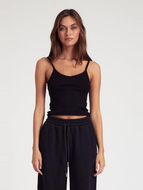 SPRWMN BLACK RIB V-NECK TANK