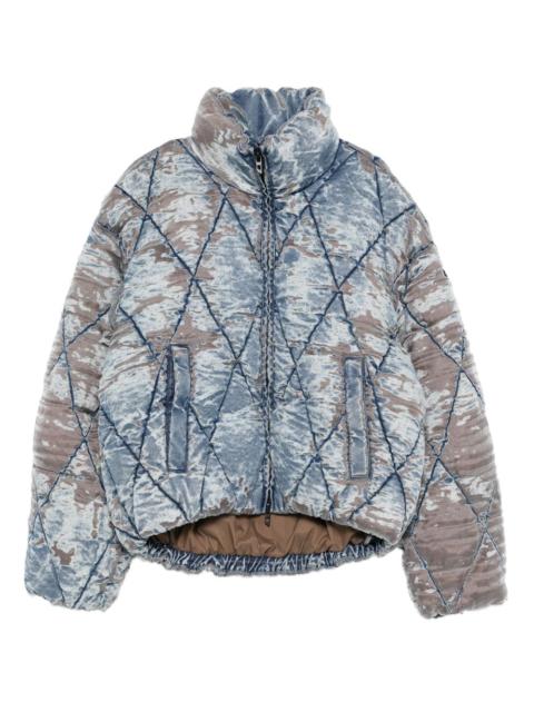 Diesel faded-denim quilted jacket