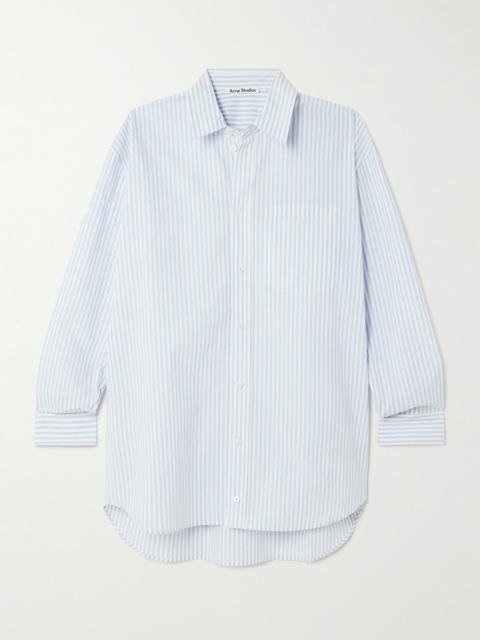 Acne Studios Printed Striped Cotton-poplin Shirt