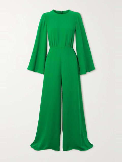 Gathered silk-crepe jumpsuit