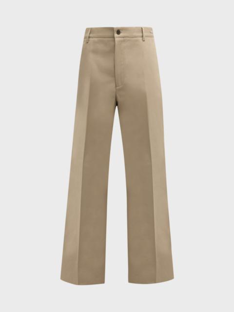 FERRAGAMO Men's Cotton Canvas Wide-Leg Pants