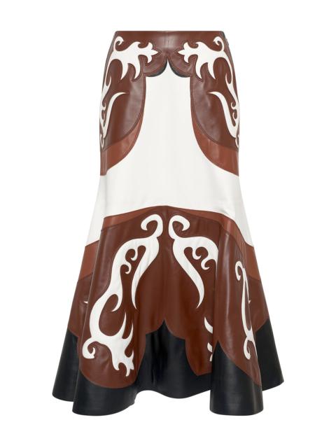 GABRIELA HEARST Morton Western Midi Skirt in Multi Nappa Leather