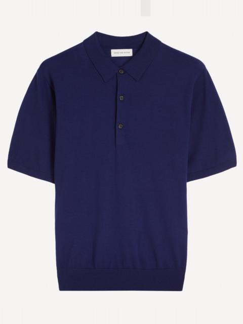 Dries Van Noten Blue Merino Wool Polo Shirt