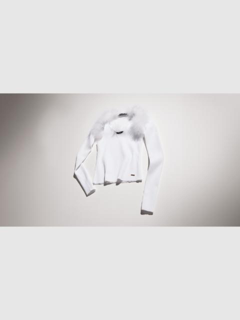 GUCCI Rib viscose tank top with cardigan