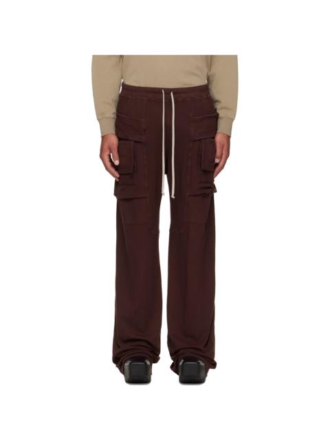 Rick Owens DRKSHDW Burgundy Concordians Wide Creatch Cargo Pants