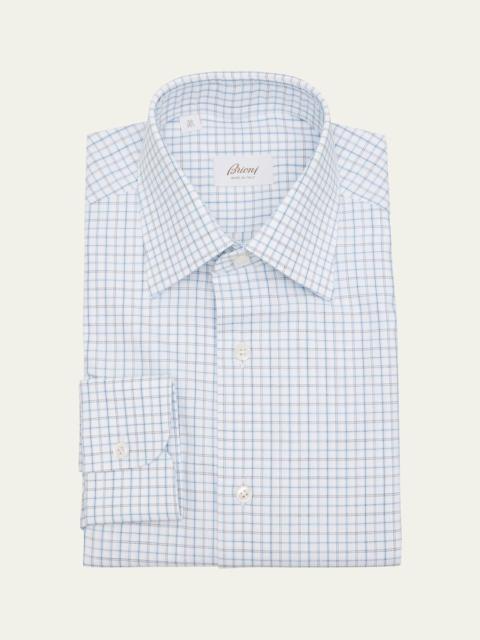Brioni Men's Cotton Graph Check Dress Shirt