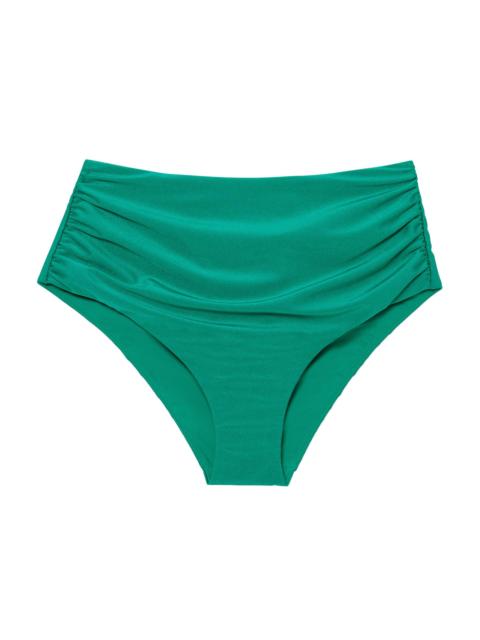 SIMKHAI Women's Teya High-Rise Ruched Bikini Bottom - Kelly Green