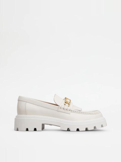 Tod's TOD'S FRINGED LOAFERS IN LEATHER - WHITE
