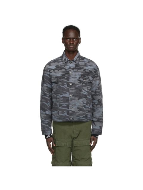 BALENCIAGA Black Denim Camo Large Fit Jacket