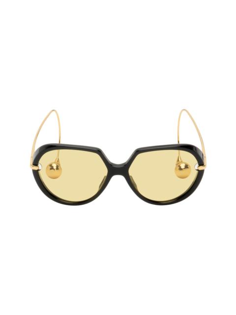 Bottega Veneta Black & Gold Drop Aviator Sunglasses