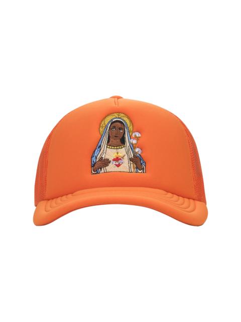 DENIM TEARS Black Madonna Trucker Hat "Orange" DT977