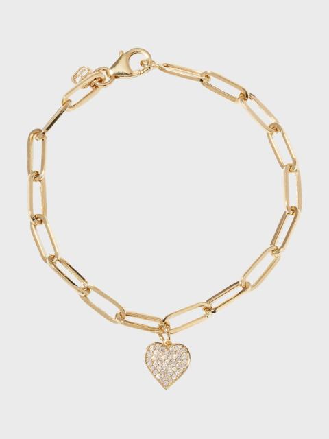SYDNEY EVAN Paperclip Bracelet with Diamond Heart Charm