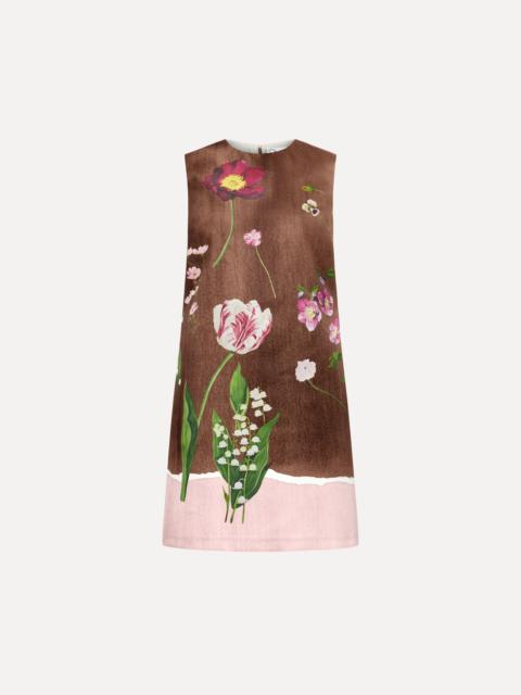 Oscar de la Renta MIXED BOTANICAL SHIFT DRESS