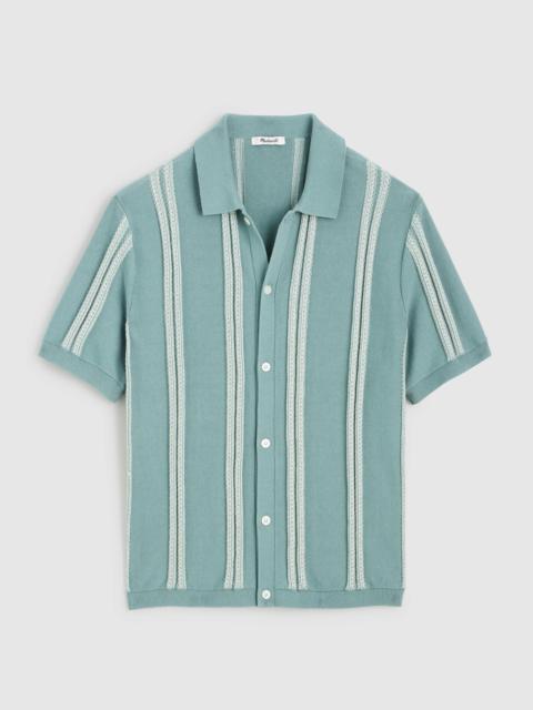 Madewell Striped Button-Up Sweater Polo in Everyday Cotton