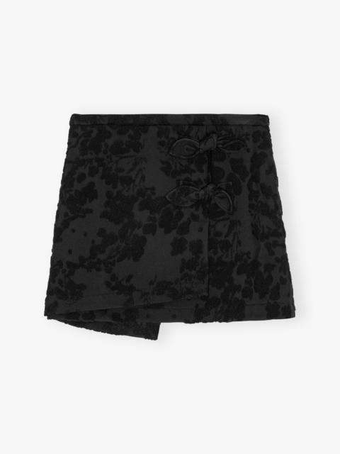 BLACK BOUCLE JACQUARD SUITING MINI SKIRT