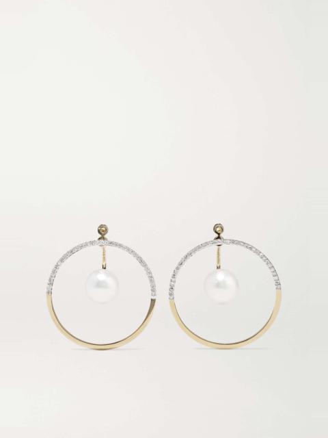 MATEO 14-karat gold, diamond and pearl earrings