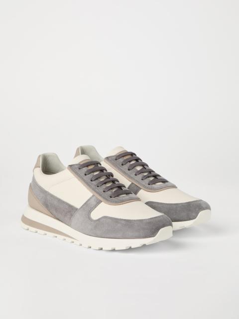 Brunello Cucinelli Washed suede and calfskin runners