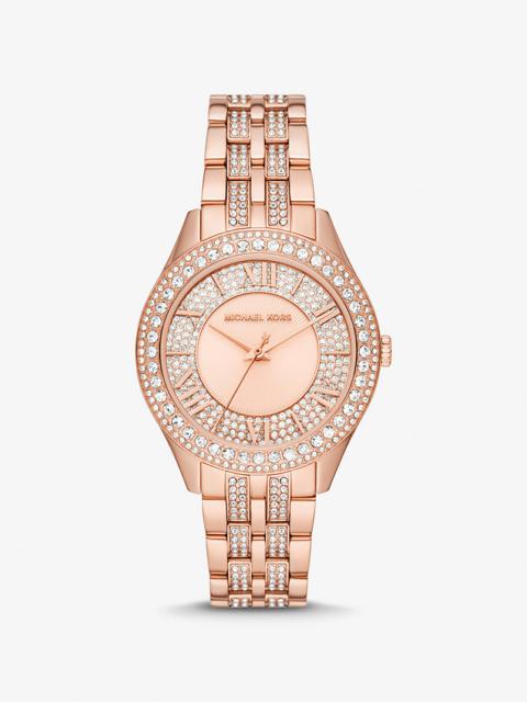MICHAEL KORS Harlowe Pavé Rose Gold-Tone Watch
