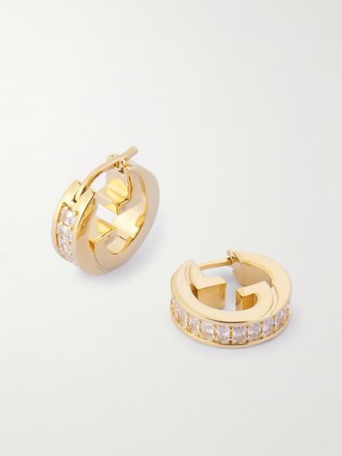 GUCCI Blondie Gold-tone Crystal Hoop Earrings