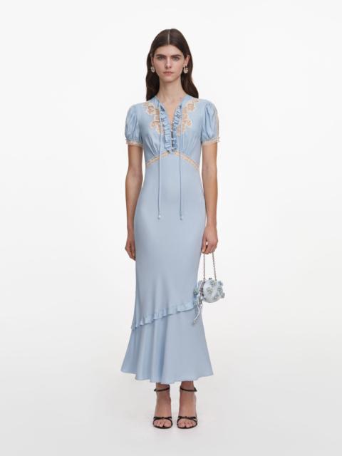 self-portrait Blue Viscose Lace Midi Dress