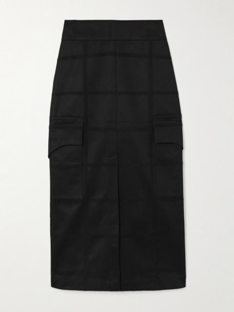 DESTREE Ines Checko Checked Cotton-jacquard Midi Skirt