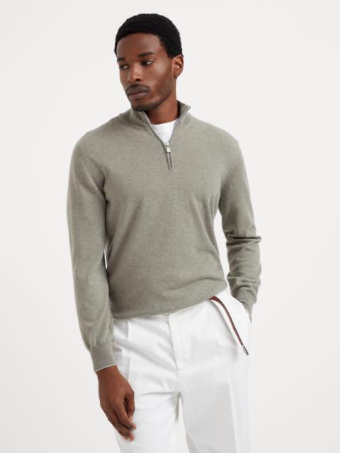 Cashmere turtleneck sweater with zipper