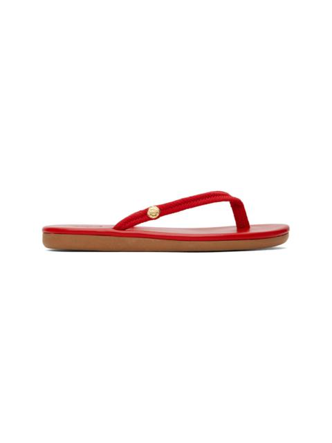 ANCIENT GREEK SANDALS Red Saionara Rope Flip-Flops