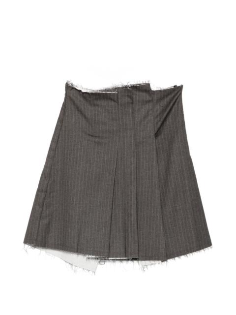 Song for the Mute pinstripe raw-cut skirt