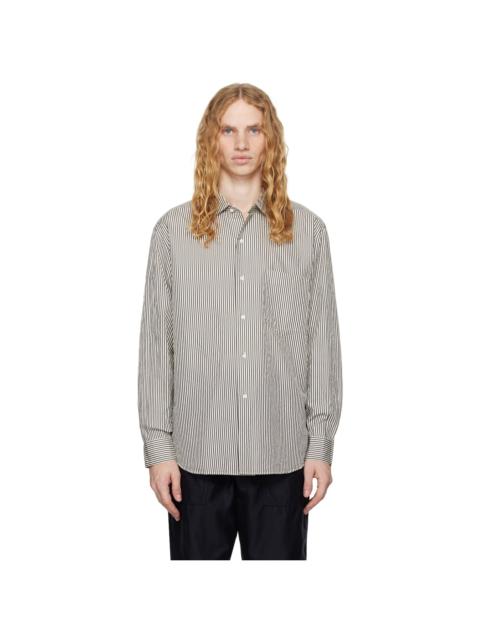 White & Black Semi Spread Collar Shirt