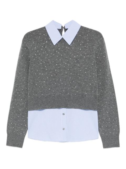 maje crystal-embellished layered sweater