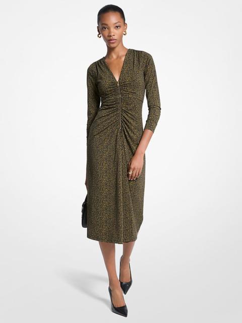MICHAEL KORS Paisley Print Stretch Matte Jersey Midi Dress