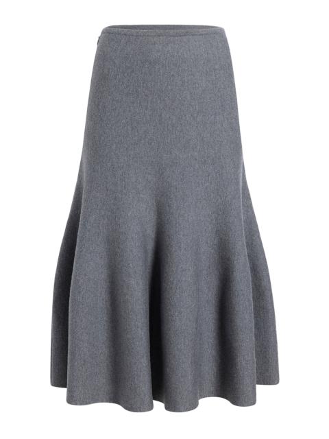 Odil Flared Wool-Blend Midi Skirt grey