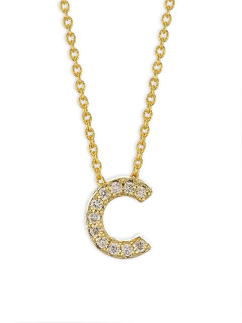 ROBERTO COIN Women's Tiny Treasures Diamond & 18K Yellow Gold Initial Necklace - Initial C