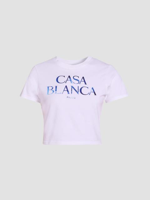 CASABLANCA Women's Stacked Logo Cotton Crop T-Shirt - White